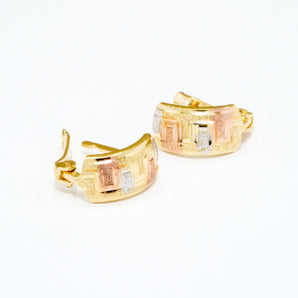 GOLD TRICOLOR CLIP EARRINGS