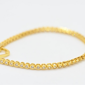 GOLD-PLATED STERLING SILVER BEADED TENNIS BRACELET