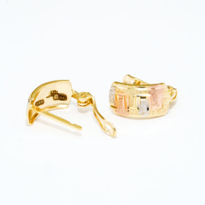 GOLD TRICOLOR CLIP EARRINGS