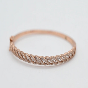 ROSE GOLD-PLATED TWISTED STERLING SILVER BANGLE BRACELET