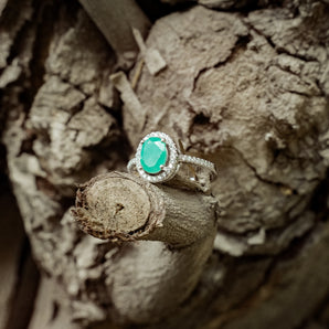PRECIOUS EMERALD HALO RING