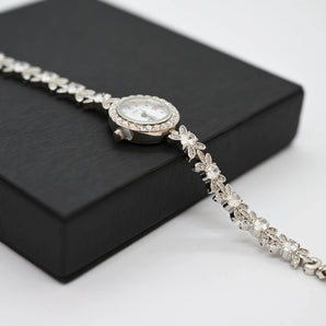 FLORAL BLOOM STERLING SILVER WRIST WATCH