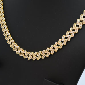 GOLD-PLATED DOMINO STERLING SILVER MEN'S NECKLACE