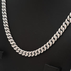 GRADUATED CUBAN STERLING SILVER MEN'S NECKLACE