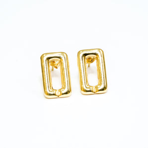 GOLD RECTANGLE DROP EARRINGS