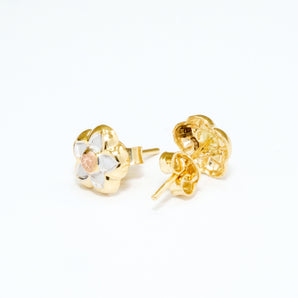 GOLD FLORAL ENAMEL EARRINGS