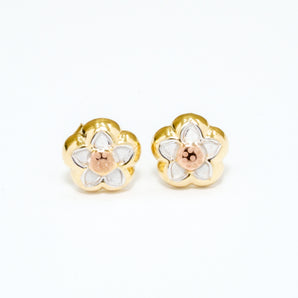 GOLD FLORAL ENAMEL EARRINGS