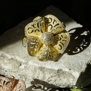 GOLD PLATED FILIGREE BLOOM RING