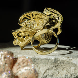 GOLD PLATED FILIGREE BLOOM RING