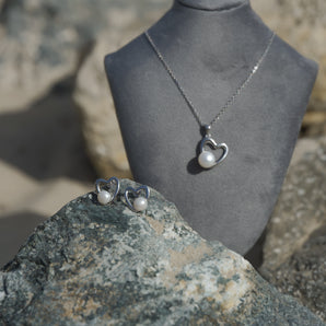 PEARL HEART PENDANT SET