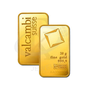 VALCAMBI SUISSE 24KT GOLD BAR - 20 GRAMS