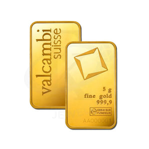 VALCAMBI SUISSE 24KT GOLD BAR - 5 GRAMS